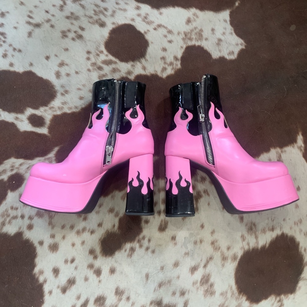 Pink Flame Platform Boots